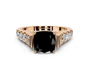 Solitaire Engagement Ring Setting for Fancy Black Cushion Cut Center with Pave Cathedral Shoulders and Prong Head in Rose Gold
