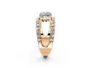 Solitaire Engagement Ring Setting for Cushion Cut Center with Wide-Open Split Shank and Prong Head in Rose Gold