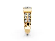 Bezel Engagement Ring Setting for Princess Cut Center with Wide Channel-Set Band and Bezel Head in Yellow Gold
