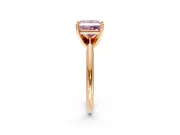 Solitaire Engagement Ring Setting for Fancy Pink Princess Cut Center with Knife Ridge Band and Claw Prong Head in Rose Gold