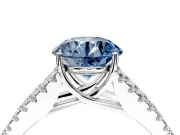 Solitaire Engagement Ring Setting for Fancy Blue Round Cut Center with Pave Split Shank and Prong Head in Sterling Silver