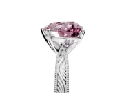 Solitaire Engagement Ring Setting for Fancy Pink Heart-Shaped Center with Engraved Milgrain Band and Prong Head in Sterling Silver