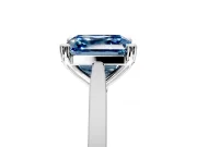 Solitaire Engagement Ring Setting for Fancy Blue Asscher Cut Center with Tapered Shoulders and Prong Head in Sterling Silver