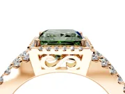 Halo Engagement Ring Setting for Fancy Green Princess Cut Center with Wide-Open Pave Split Shank and Prong Head in Rose Gold