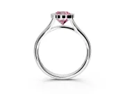 Solitaire Engagement Ring Setting for Fancy Pink Cushion Cut Center with V Split Shank and Bezel Head in Sterling Silver
