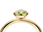 Low-Set Solitaire Engagement Ring Setting for Fancy Yellow Pear-Shaped Center with Thin Plain Band and Prong Head in Yellow Gold