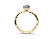 Hidden Halo Engagement Ring Setting for Fancy Blue Pear-Shaped Center with Thin Round-Wire Band and Prong Head in Yellow Gold