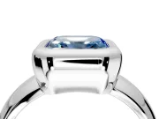 Solitaire Engagement Ring Setting for Fancy Blue Asscher Cut Center with Wide Band and Bezel Head in Platinum