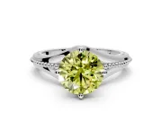 Solitaire Engagement Ring Setting for Fancy Yellow Round Cut Center with Milgrain Cathedral Band and Prong Head in Platinum