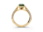 Solitaire Engagement Ring Setting for Fancy Green Radiant Cut Center with Multi-Row Accents and Prong Head in Yellow Gold