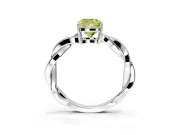 Solitaire Engagement Ring Setting for Fancy Yellow Cushion Cut Center with Twisted Pave Band and Prong Head in White Gold