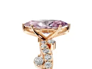 Solitaire Engagement Ring Setting for Fancy Pink Marquise Center with Bar-Station Pave Twist and Prong Head in Rose Gold