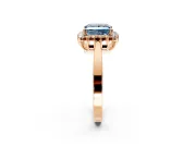 Starburst Halo Engagement Ring Setting for Fancy Blue Princess Cut Center with Flat Cathedral Band and Prong Head in Rose Gold