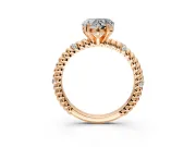 Rope Engagement Ring Setting for Heart-Shaped Center with Accent Shoulders and Prong Head in Rose Gold