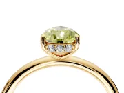 Solitaire Engagement Ring Setting for Fancy Yellow Pear-Shaped Center with Plain Band, Open Basket and Prong Head in Yellow Gold
