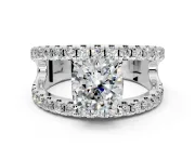 Solitaire Engagement Ring Setting for Cushion Cut Center with Wide-Open Split Shank and Prong Head in Sterling Silver