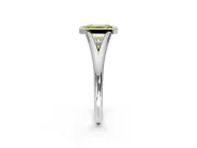 Solitaire Engagement Ring Setting for Fancy Yellow Emerald Cut Center with V Split Shank and Bezel Head in Platinum