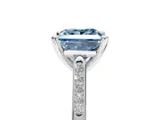 Solitaire Engagement Ring Setting for Fancy Blue Princess Cut Center with Channel Accents and Prong Head in Sterling Silver
