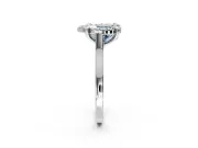 Single Halo Engagement Ring Setting for Fancy Blue Heart-Shaped Center with Corner Claws, Plain Band and Prong Head in Sterling Silver