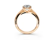 Solitaire Engagement Ring Setting for Round Cut Center with Reverse Tapered Band and Prong Head in Rose Gold