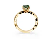 Solitaire Engagement Ring Setting for Fancy Green Round Cut Center with Twist Band and Bead Prong Head in Yellow Gold