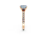 Solitaire Engagement Ring Setting for Fancy Blue Asscher Cut Center with Large Accents and Prong Head in Rose Gold