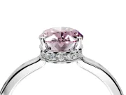 Hidden Halo Engagement Ring Setting for Fancy Pink Oval Center with Wide Flat Plain Band and Prong Head in Sterling Silver