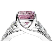 Solitaire Engagement Ring Setting for Fancy Pink Princess Cut Center with Graduated Shared Prongs and Prong Head in Platinum
