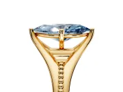 Solitaire Engagement Ring Setting for Fancy Blue Marquise Center with Milgrain Cathedral Band and Prong Head in Yellow Gold