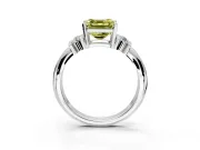Solitaire Engagement Ring Setting for Fancy Yellow Asscher Cut Center with Grooved Bar Accent Band and Prong Head in Platinum