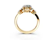 Floral Engagement Ring Setting for Heart-Shaped Center with Marquise Cluster Shoulders and Prong Head in Yellow Gold