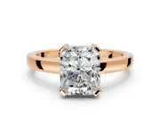 Solitaire Engagement Ring Setting for Radiant Cut Center with Plain Band and Flat Tab Prong Head in Rose Gold
