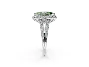 Halo Engagement Ring Setting for Fancy Green Marquise Center with Two-Strand Split Shank and Prong Head in Sterling Silver