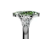 5 Stone Engagement Ring Setting for Fancy Green Marquise Center with Equal Close-Set Accents and Prong Head in Sterling Silver