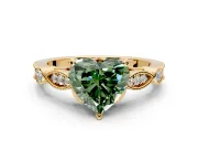 Solitaire Engagement Ring Setting for Fancy Green Heart-Shaped Center with Marquise and Bezel Accents and Prong Head in Yellow Gold