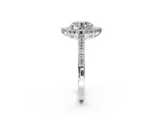 Sunburst Halo Engagement Ring Setting for Round Cut Center with Pave Band and Prong Head in Platinum