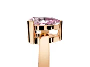 Solitaire Engagement Ring Setting for Fancy Pink Pear-Shaped Center with Plain Band and Flat Tab Prong Head in Rose Gold