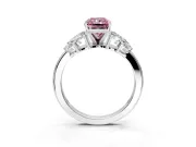 Leaf Cluster Engagement Ring Setting for Fancy Pink Radiant Cut Center with Marquise Accents and Prong Head in Platinum