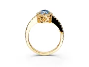 Accent Halo Engagement Ring Setting for Fancy Blue Marquise Center with Full-Length Pave Band and Prong Head in Yellow Gold
