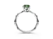 Solitaire Engagement Ring Setting for Fancy Green Cushion Cut Center with Bamboo Band and Prong Head in Sterling Silver