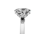 Solitaire Engagement Ring Setting for Oval Center with Thin Rounded Plain Band and Prong Head in Platinum