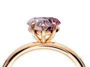 Low-Set Solitaire Engagement Ring Setting for Fancy Pink Heart-Shaped Center with Thin Plain Band and Prong Head in Rose Gold