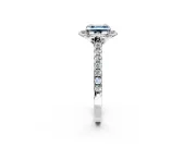 Floral Engagement Ring Setting for Fancy Blue Asscher Cut Center with Pave Band and Floral Prong Head in Platinum