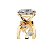 Solitaire Engagement Ring Setting for Oval Center with Criss-Cross Accent Band and Prong Head in Yellow Gold
