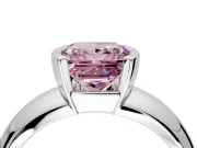 Tension Engagement Ring Setting for Fancy Pink Princess Cut Center with Wide Flat Band and Tension Head in White Gold