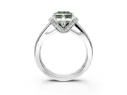 Solitaire Engagement Ring Setting for Fancy Green Princess Cut Center with Wide Band, Pave Collar and Prong Head in White Gold