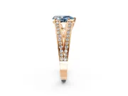 Split Shank Engagement Ring Setting for Fancy Blue Pear-Shaped Center with Pave Split Shank and Prong Head in Rose Gold