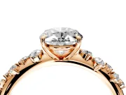 Cluster Engagement Ring Setting for Oval Center with Round Cut Accent Band and Prong Head in Rose Gold