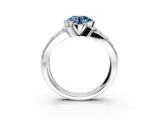 Bezel Engagement Ring Setting for Fancy Blue Round Cut Center with Wide Channel-Set Band and Bezel Head in Sterling Silver