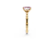 Solitaire Engagement Ring Setting for Fancy Pink Radiant Cut Center with Bamboo Band and Prong Head in Yellow Gold